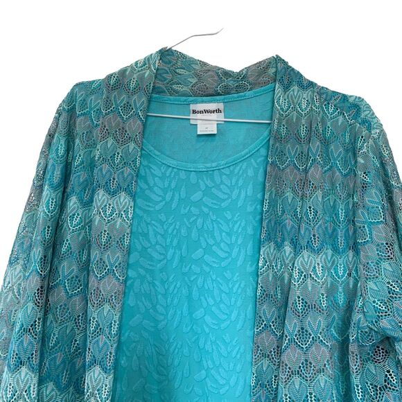 Vintage BonWorth 2-Pc Set Knit Pullover and Lace Jacket LP Y2K 90s Cottagecore - Picture 3 of 8